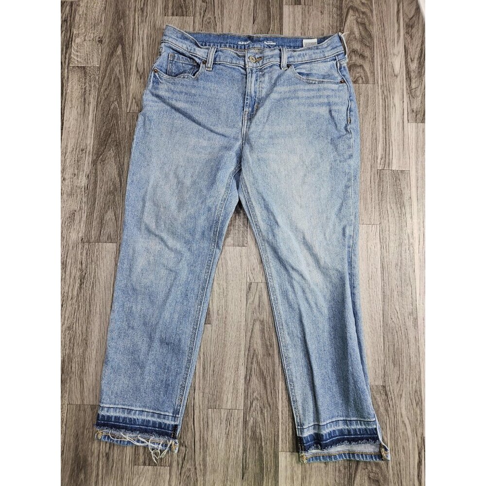 Old‎ Navy Jeans Womens 4 Petite Light Wash Mid-Rise Boyfriend Distressed